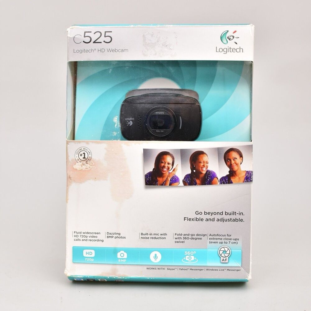 LOGITECH C525 HD WEBCAM USB PORTABLE 360 ROTATING 720P AUTO FOCUS W/MIC TESTED